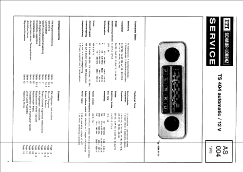 TS404 automatic 52860107; ITT Schaub-Lorenz (ID = 90134) Car Radio