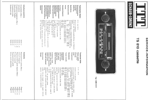 TS810 Cassette; ITT Schaub-Lorenz (ID = 189650) Car Radio