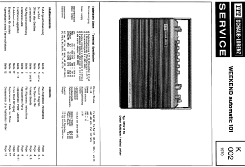 Weekend automatic 101; ITT Schaub-Lorenz (ID = 89179) Radio