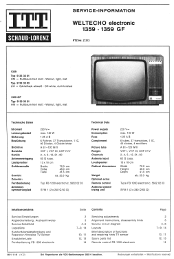 Weltecho Electronic 1359; ITT Schaub-Lorenz (ID = 3090995) Television