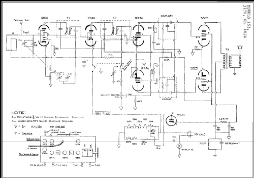 153 Ch= AM7A Radio Jackson Industries, build 1954 ??, 2 schematics ...