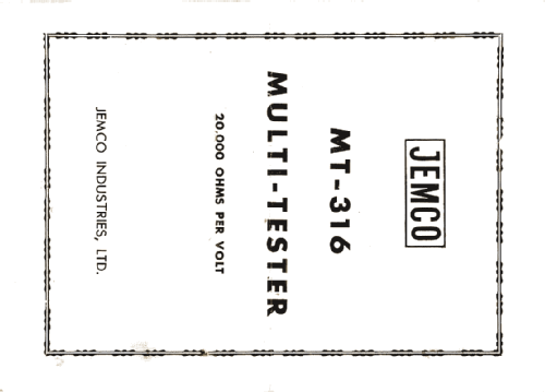 Multitester MT-316; Jemco Industries Ltd (ID = 1046044) Equipment
