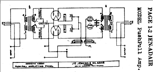 Push Pull Amplifying Panel ; Jenkins, J.E., & S.E (ID = 683160) Ampl/Mixer