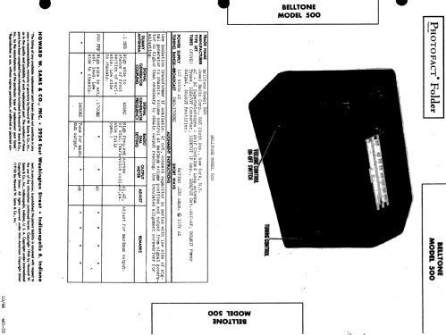 Belltone 500; Jewel Radio Corp.; (ID = 506571) Radio