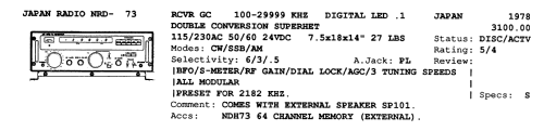 NRD-73; JRC Japan Radio Co., (ID = 2943091) Commercial Re