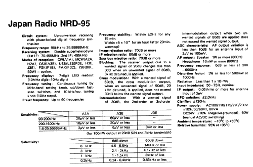 NRD-95; JRC Japan Radio Co., (ID = 2943092) Commercial Re