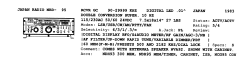 NRD-95; JRC Japan Radio Co., (ID = 2943093) Commercial Re