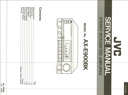 Stereo Integrated Amplifier AX-E900 BK; JVC - Victor Company (ID = 2092773) Ampl/Mixer