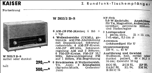 W2035/3D-S; Kaiser KG, W. bzw. (ID = 25228) Radio