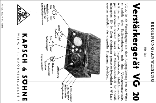 Verstärkergerät VG20; Kapsch & Söhne KS, (ID = 1986394) Radio
