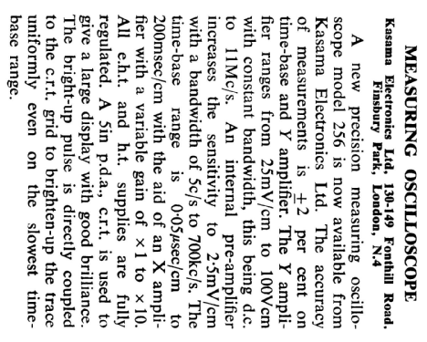 Measuring Oscilloscope 256; Kasama Electronics (ID = 2650282) Equipment