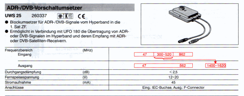 ADR-/DVB-Vorschaltumsetzer UWS 25 BN 260337; Kathrein; Rosenheim (ID = 1752886) Antena