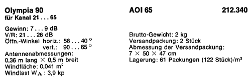 F 4/5 TV-Antenne Olympia 90 AOI 65 BN 212.340; Kathrein; Rosenheim (ID = 1720312) Antena