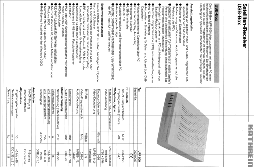 Satelliten-Receiver UFP 500 BN 20210007; Kathrein; Rosenheim (ID = 1762503) DIG/SAT