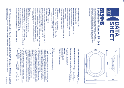 Bass Unit B139B SP1044; KEF Electronics; (ID = 2445048) Lautspr.-K