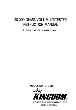 Analog Multimeter ETU-202; Kingdom, Kwang Duk (ID = 2891989) Equipment