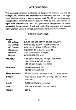 Analog Multimeter ETU-202; Kingdom, Kwang Duk (ID = 2891990) Equipment