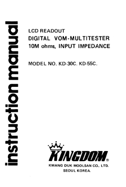 Digital Multimeter KD-30C; Kingdom, Kwang Duk (ID = 2892522) Equipment