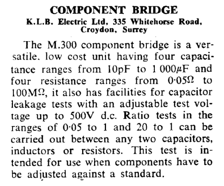 Component Bridge M.300; KLB K.L.B. Electric (ID = 2881667) Ausrüstung