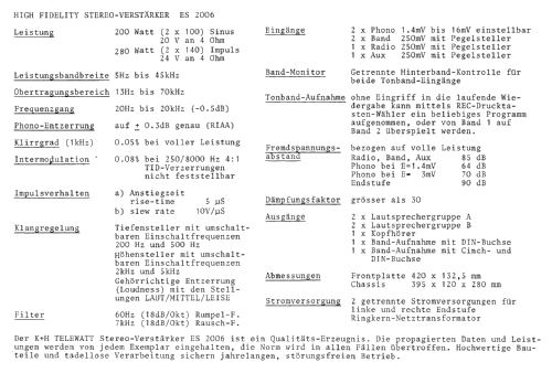 Telewatt ES-2006; Klein & Hummel; (ID = 2363580) Ampl/Mixer