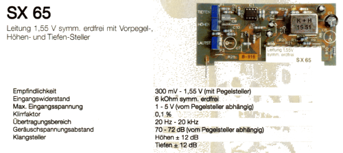 Vorverstärker-Einsteckprints SX-Serie SX 65; Klein & Hummel; (ID = 1724865) Ampl/Mixer