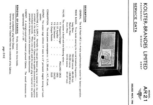 AR21; Kolster Brandes Ltd. (ID = 1673503) Radio