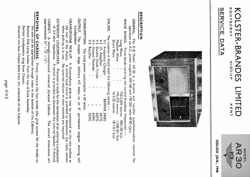 AR30; Kolster Brandes Ltd. (ID = 1731484) Radio