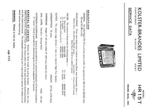 HR15T; Kolster Brandes Ltd. (ID = 2602916) Radio