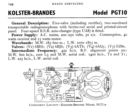 Radio Tunetime PGT-10 ch= RT-10?; Kolster Brandes Ltd. (ID = 584668) Radio