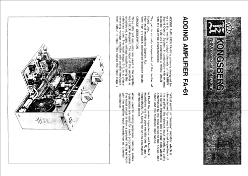 Adding Amplifier FA-61; Kongsbergs (ID = 2011733) Ampl/Mixer