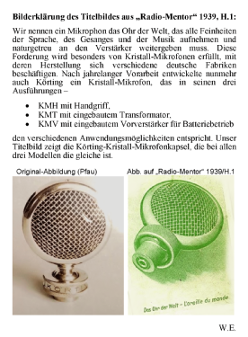 Kristall-Mikrofon KMV Größe 2; Körting-Radio; (ID = 3088210) Microphone/PU