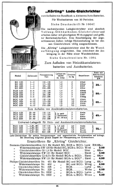 Ladegleichrichter BG; Körting-Radio; (ID = 3028024) A-courant