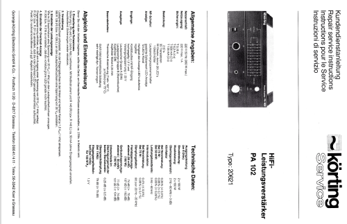 Leistungsendstufe PA-102; Körting-Radio; (ID = 1007061) Ampl/Mixer