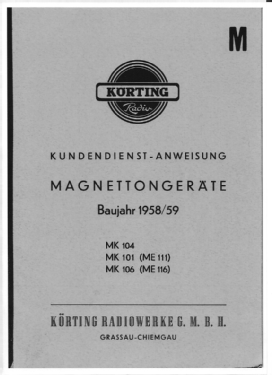 Magnettongerät MK-101; Körting-Radio; (ID = 3041149) R-Player