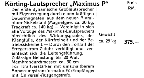 Maximus P; Körting-Radio; (ID = 1341496) Speaker-P