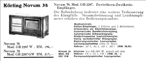 Novum 38 GB2207W; Körting-Radio; (ID = 1419534) Radio