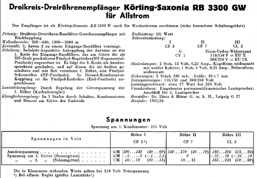 Saxonia RB3300GW; Körting-Radio; (ID = 14392) Radio