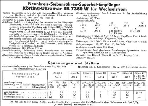 Ultramar SB7360W; Körting-Radio; (ID = 14378) Radio