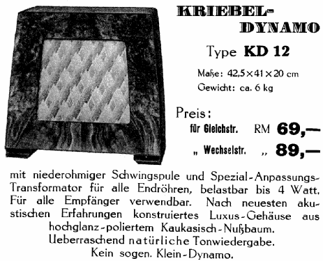 Kriebel-Dynamo KD12; Kriebel, H.; Berlin (ID = 762953) Speaker-P