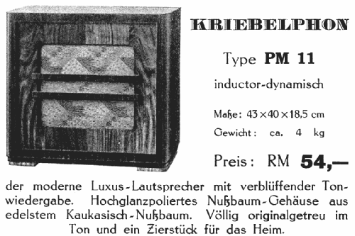 Kriebelphon PM11; Kriebel, H.; Berlin (ID = 762955) Speaker-P