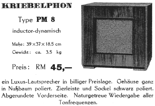 Kriebelphon PM8; Kriebel, H.; Berlin (ID = 762946) Speaker-P