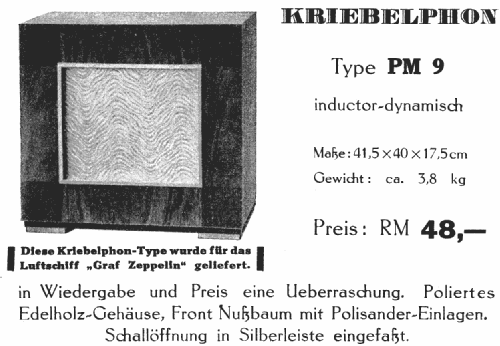 Kriebelphon PM9; Kriebel, H.; Berlin (ID = 762948) Speaker-P