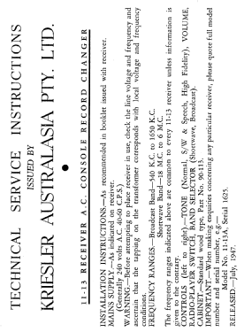 11-13B; Kriesler Radio (ID = 2710867) Radio