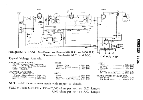 11-20C; Kriesler Radio (ID = 1383242) Radio