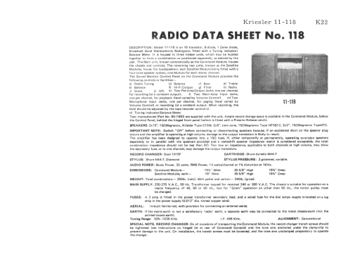 Custom 15 Deluxe Hi-Fi Multisonic 11-118; Kriesler Radio (ID = 2740926) Radio
