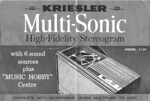 Multi-Sonic 11-91 Ch= 89-6; Kriesler Radio (ID = 3093579) Radio