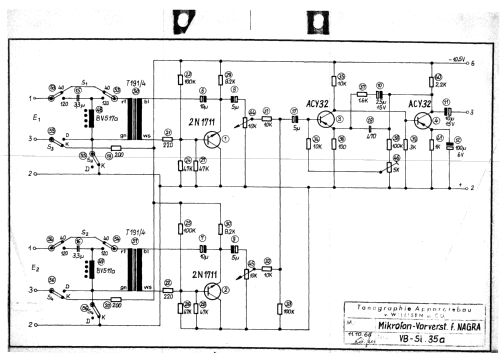 Mischzusatz für Nagra III - Mikrofon-Vorverstärker VB-Si. 35a; Tonographie (ID = 2124445) Ampl/Mixer