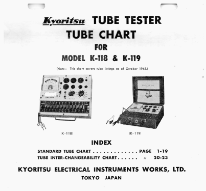 Tube Tester K-119; Kyoritsu Electrical (ID = 2622633) Ausrüstung