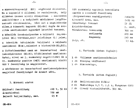 Tápegység E-I. Feed Transformer Unit OE-404; Labor Műszeripari (ID = 2023236) Equipment