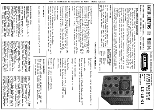 Osciloscopio LE-15/01; LME Laboratorio de (ID = 742954) Equipment